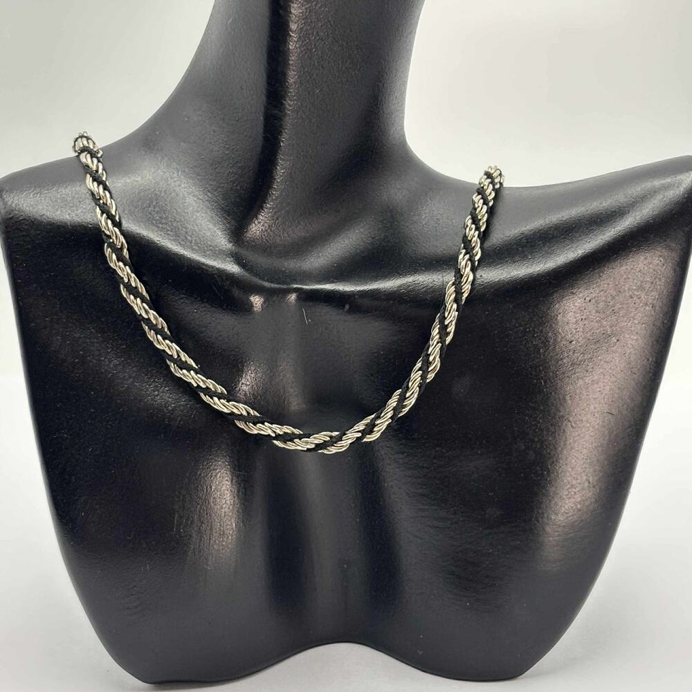 Silver & Black Twist Chain Necklace